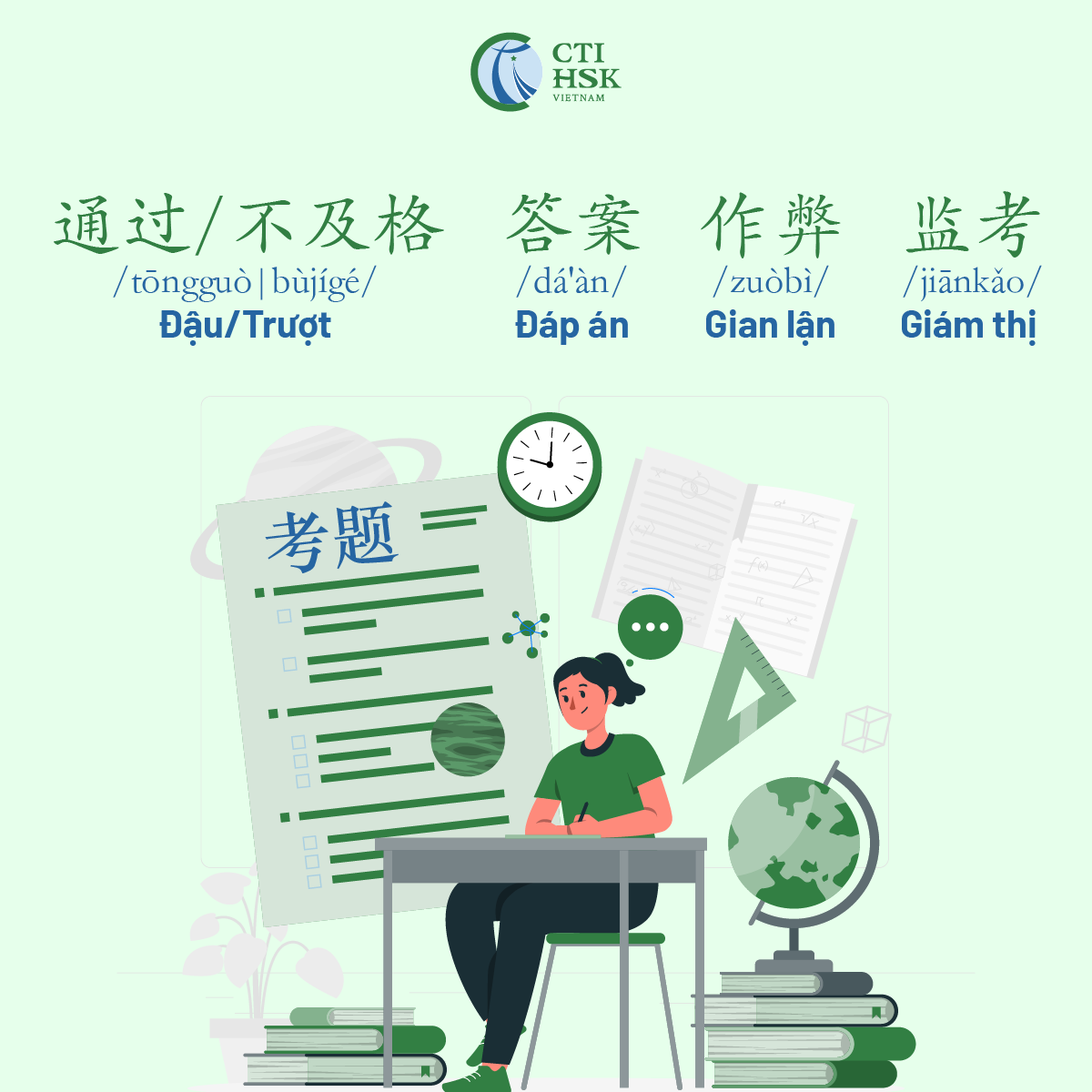 Cùng CTI HSK học từ vựng tiếng Trung chủ đề Thi cử